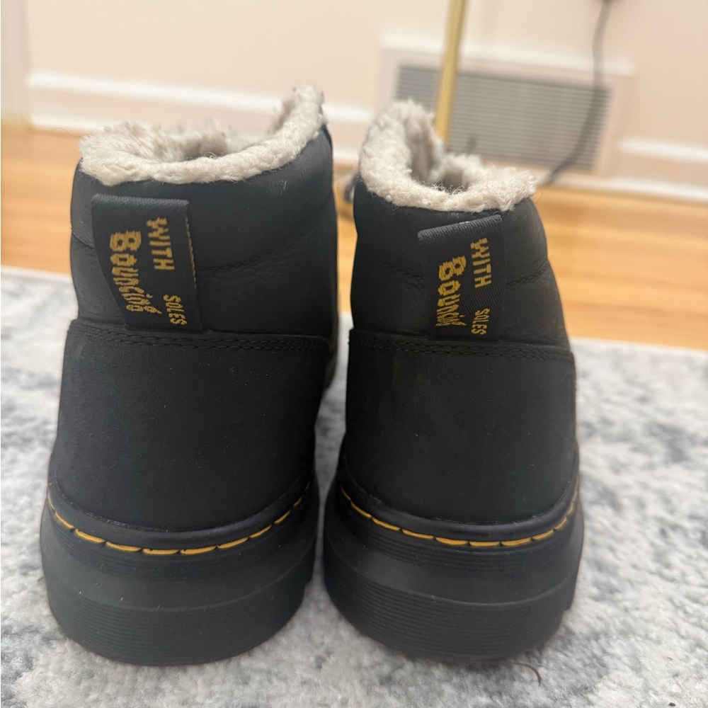 Dr. Martens Black Fur-Lined Boots with Patterned Laces - Picture 3 of 4